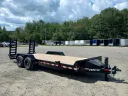 2026 Rice 7x20 10K Powder Coated Equipment Trailer w/Stand-Up Ramps, Toolbox, Spare Tire Mount
