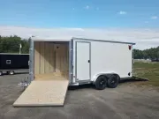 2027 DuraBull 7.5x14 7K Aluminum 2-Place Drive In/Out Snowmobile Trailer w/Rear Canopy, Spring Assis