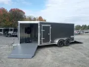 2026 E-Z Hauler 7x14 Aluminum 2-Place Drive In/Out Snowmobile Trailer w/E-Track, Motorcycle Wheel Ch