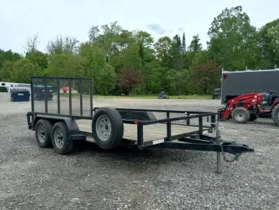 2020 Sure-Trac 7x14 7K Open Landscape/Utility Trailer w/Side Rail Kit, Spring Assist Rear Ramp Gate