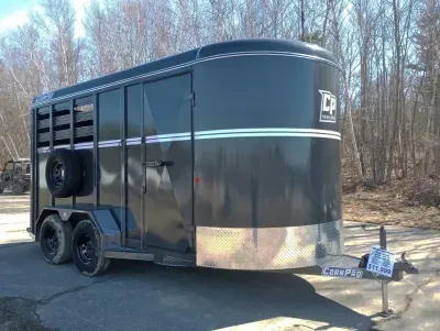 2025 CornPro 7x16 7K 2-Horse Slant/Livestock Trailer w/Extra Height, Collapsible Tack Wall