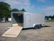 2027 E-Z Hauler 7.5x14 Aluminum 2-Place Drive In/Out Snowmobile Trailer w/Extra Height, Spring Assis