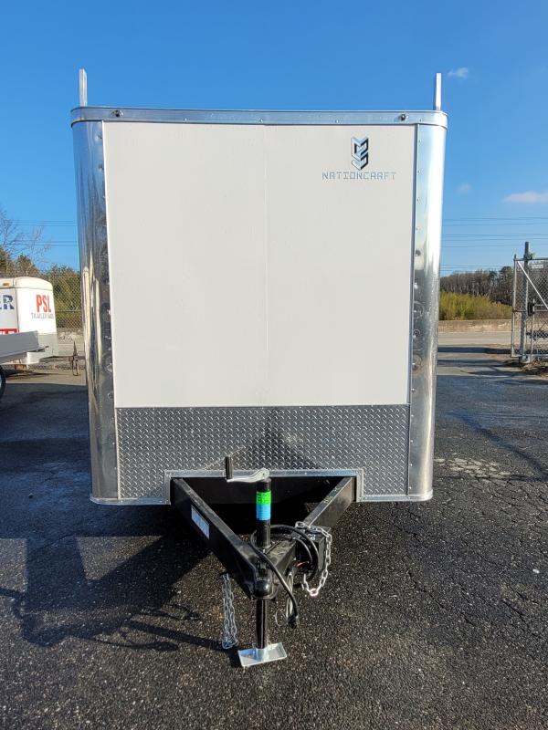 NationCraft 7' X 16' White Enclosed Trailer w/ Ladder Racks and ETrack