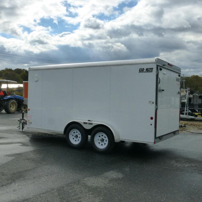 Car Mate 7' x 14' White Enclosed Cargo Trailer with Ramp New enclosed
