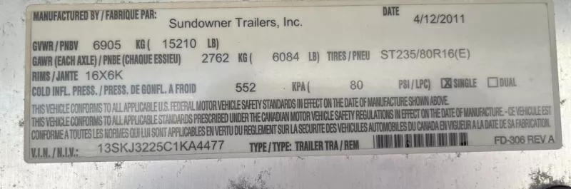 used Other Trailers Sundowner Trailers  for sale, in Litchfield, IL Thumbnail 8