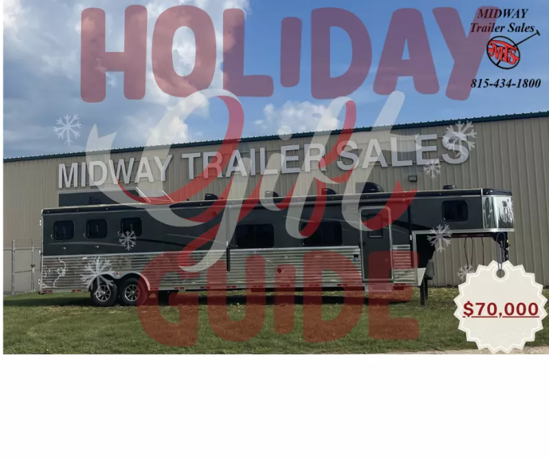 2020 Bison Trailers 8319RG Ranger 3H w/ 19'SW w/ 11' Slide- Out LQ GN Horse Trailer