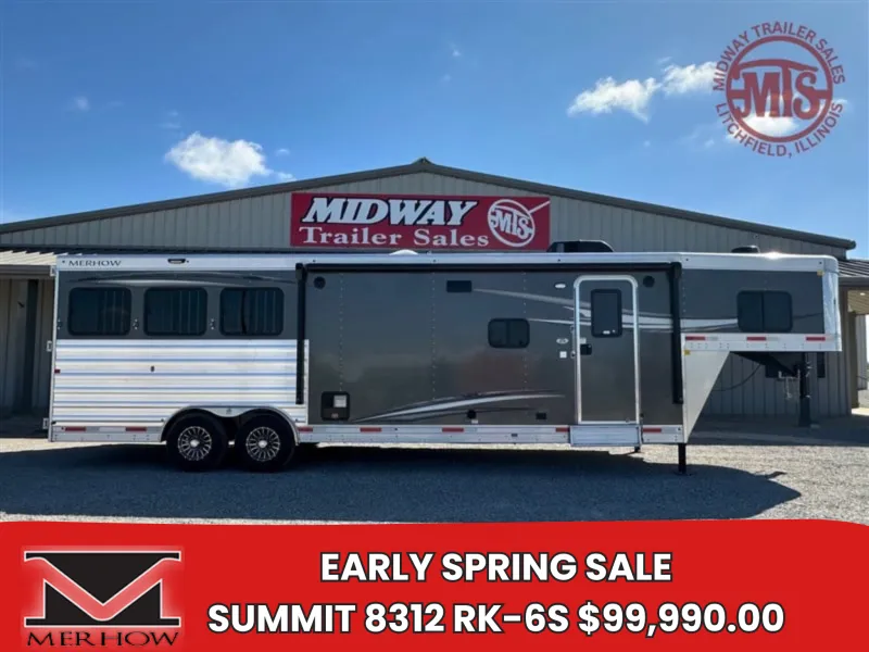 2025 Merhow 8312 RK-6S Summit 3H w/12'SW LQ 7' Slide GN Horse Trailer