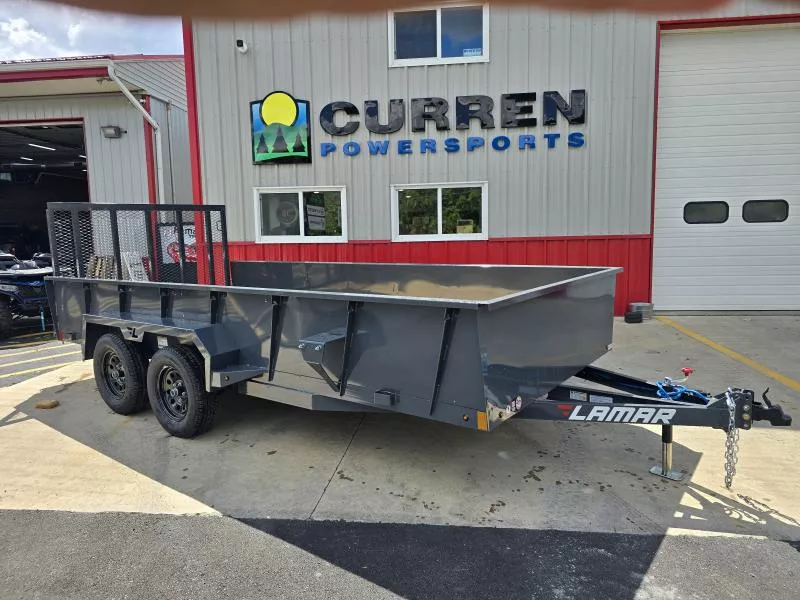 2026 Lamar Trailers 7x16 7K Utility Trailer- Brakes- Solid Sides- Spare Tire Carrier- Adjustable Coupler- Self Retained Gate Pins