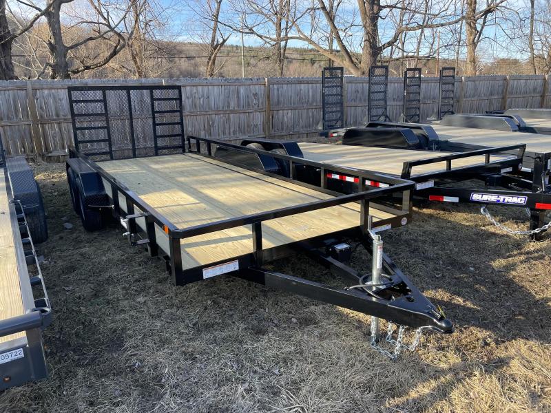 2022 SURETRAC 7x18 7k Tube Top Utility Trailer Reinforced Ladder Gate Reinforced Tongue