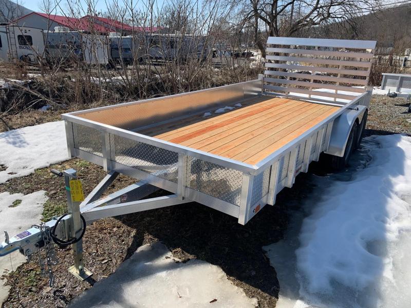 2021 SPORT HAVEN 7x16 7k Aluminum Utility Trailer Wood Deck Diamond Plate Sides AUT716TS