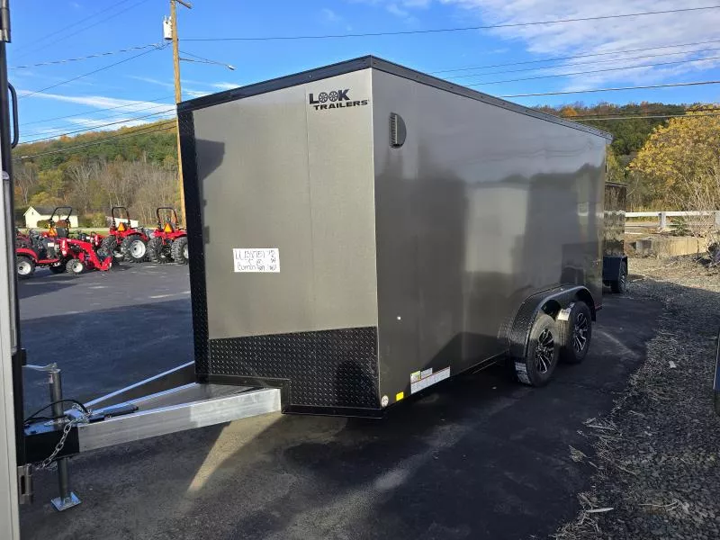 2026 Look Trailers 7.5x14 7K VISION ALUMINUM Enclosed Trailer- 6.5' Interior Height- Ramp Door- Blackout Trim- Rear Flare with Loading Light- 12" Extended Toungue- Black Alloy Wheels