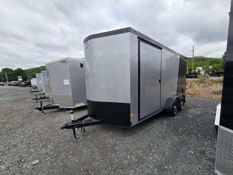 2024 WELLS CARGO 7x16 7K V-NOSE Cargo / Enclosed Trailer- 7' Interior Height- Alloy Wheels- Two Tone Paint- Stabilizers- Blackout Trim- E-Track