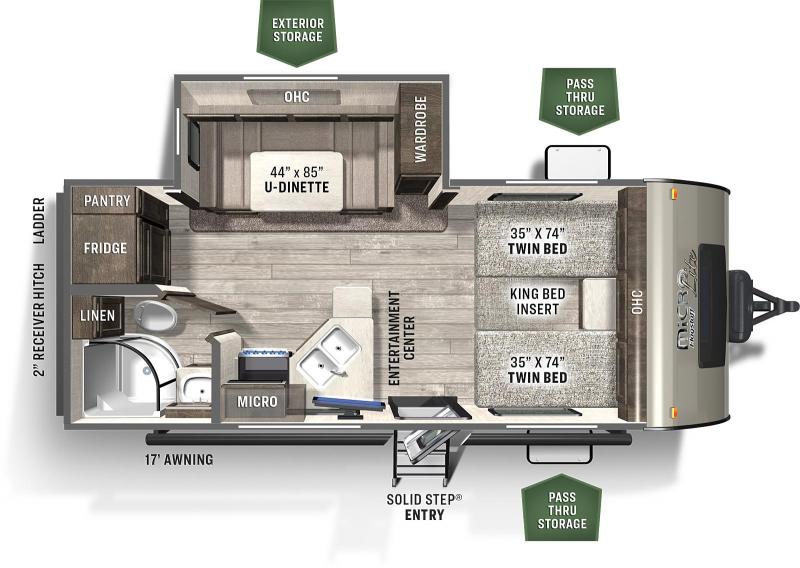 2021 Rockwood Mini Lite 2204s Travel Trailer 2 Twin Beds Convert To King Bed Vacuum Laminated Walls With Azdel 6 Sided Aluminum Cage Construction Display Model Curren Rv In 2021 Rockwood Mini Lite 2204s Travel, Best Twin To King Bed Converter