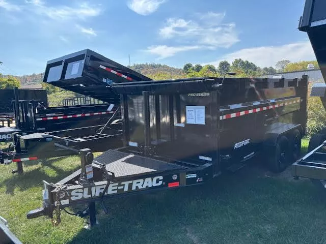 2026 Sure-Trac 7x12 15.4K Dump Trailer- 4' Sides- I Beam Frame- Combo Gate- Ramps- Tarp Kit- Spare Tire Carrier