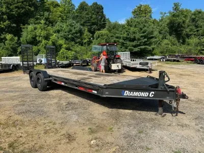 2024 Diamond C 7x22 Powder Coated 20K Equipment Trailer w/Extra Wide Ramps & Fork Holder
