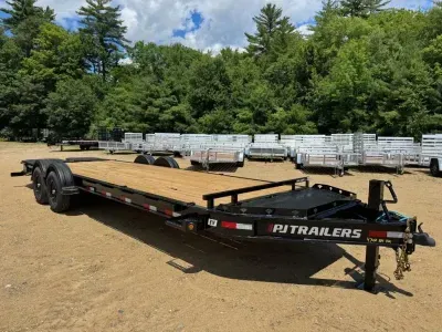 2027 PJ 7x20.5+3.5 Lowpro 15.4K Equipment Trailer w/Full Width Monster Ramps