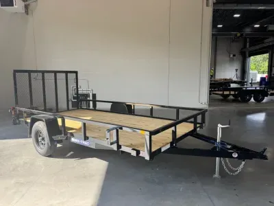 2027 Sure-Trac 7x14 Powder Coated 5K Utility Trailer w/Fold Flat Ramp Gate
