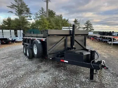 2026 BND 7x14 Powder Coated over Galvanized 15K Dump Trailer w/Matching Spare, Long Arm Tarp Kit, & 