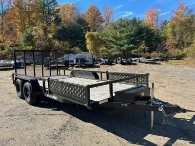 2025 Sure-Trac 7x16 Powder Coated 7K Tube Top ATV/Utility Trailer w/D-Rings, Toolbox & Side Load