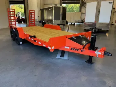 2027 Rice 7x18 Powder Coated 10k LowPro Equipment Trailer w/Spring Assist Ramps
