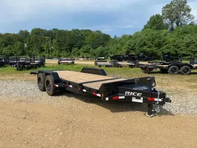 2026 Rice 7x16+4 Powder Coated 16K Partial Tilt Equipment Trailer w/D-Rings & Toolbox