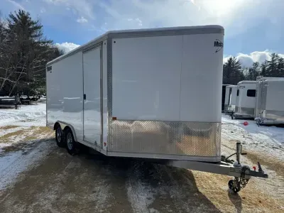 2016 Mission 8.5x14 Aluminum Enclosed Car/Snowmobile Trailer w/Finished Interior, Track Mats & Ski G