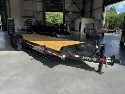 2027 Rice 7x22 Powder Coated 14k LowPro Equipment Trailer w/Toolbox & Ramps
