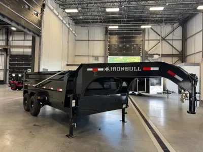 2026 Iron Bull 7x14 Gooseneck 14.9K Scissor Dump Trailer w/36" Sides & Long Arm Tarp Kit