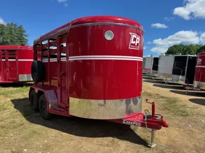 2026 CornPro 7x12 Steel 7K Livestock Trailer w/Extra Height, Center Divider & Combo Gate