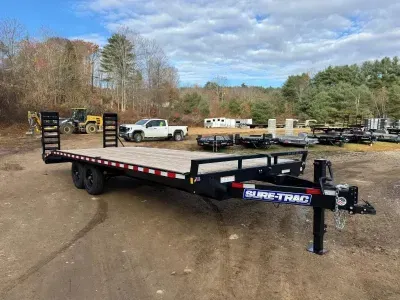 2027 Sure-Trac 8.5x20+4 Powder Coated 15K Deckover Equipment Trailer w/Self Cleaning Ramps