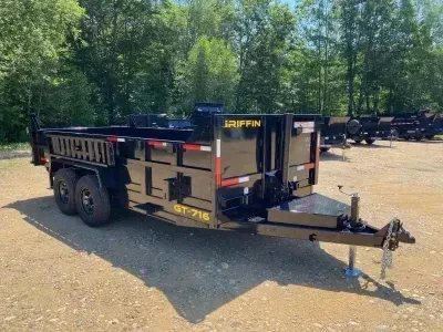 2026 Griffin 7x16 Powder Coated 14K Telescopic Dump Trailer w/Ramp Kit