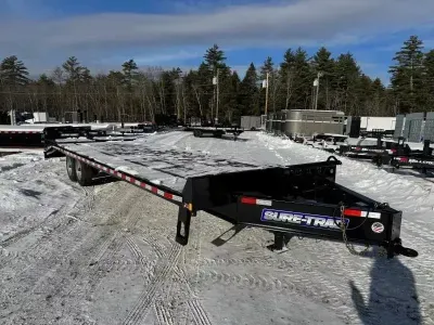 2026 Sure-Trac 8.5X22+5 Powder Coated 17.6K Deckover Equipment Trailer w/Full Width Ramps