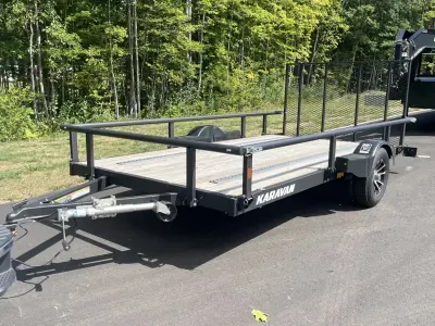 2026 Karavan 7x13 3K Utility Trailer w/Fold-Down Sides, Alum Wheels & E-Trac