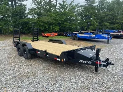 2027 Rice 7x18 Powder Coated 10k LowPro Equipment Trailer w/Spring Assist Ramps