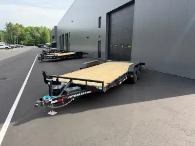2027 PJ 7x20 Powder Coated 10K Hydraulic Quick Tilt Equipment Trailer