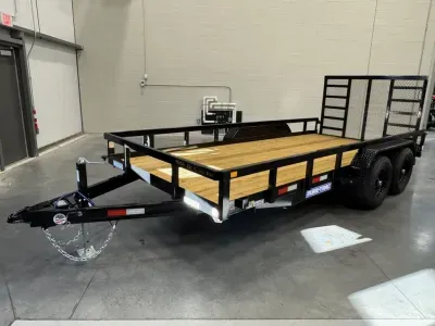 2027 Sure-Trac 7x16 Powder Coated 10K Landscape Trailer w/Spring Assist Ramp Gate