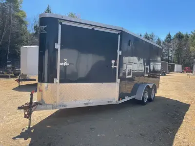 2018 ATC 7x14+6 Aluminum 7.7K 2-Place Enclosed Snowmobile Trailer w/Mats & Guides
