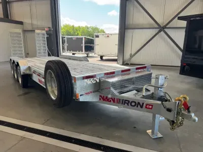 2026 N&N 7x24 Galvanized 24K Equipment Trailer w/Stand Up Ramps & Matching Spare