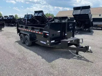 2026 Sure-Trac 7x14 Powder Coated 14K Telescopic Dump Trailer w/Tarp Kit & Ramps