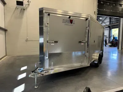 2027 DuraBull 7.5x14 Aluminum 3-Place Inline Snowmobile Trailer w/Snow Package & Spoiler