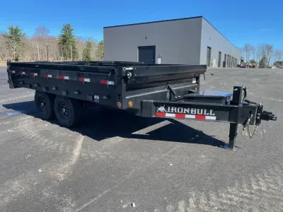 2027 Iron Bull 8x14 Powder Coated 15K Deckover Dump Trailer w/Fold Down Sides & Ramps