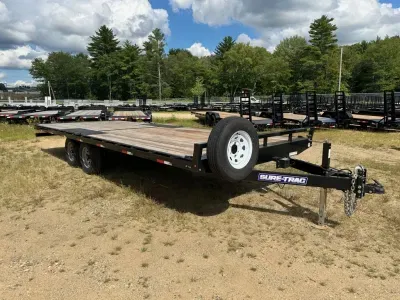 2024 Sure-Trac 8.5x22 Powder Coated 10K Deckover Equipment Trailer w/Slide-In Ramps & Spare