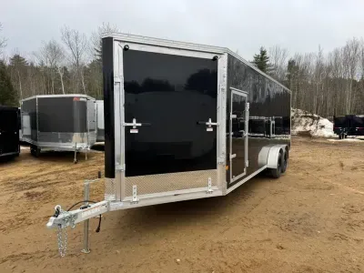 2026 Stealth 7x22+4.5 XLT PRO Aluminum 3/4-Place Enclosed Snowmobile Trailer w/Extra Height & Fuel D