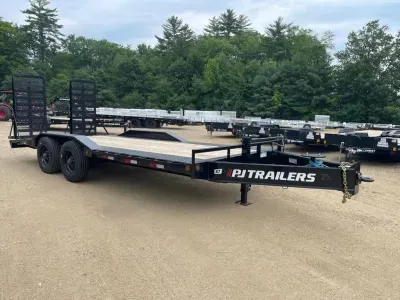 2027 PJ 8.5x20+2 Full Width 22.5K LowPro Equipment Trailer w/HD Stand-Up Ramps