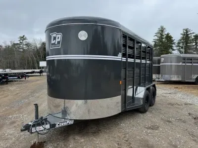 2026 CornPro 7x14 Steel 7K Livestock Trailer w/Extra Height, Center Divider & Combo Gate