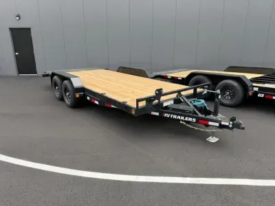 2027 PJ 7x18 Powder Coated 10K Hydraulic Quick Tilt Equipment Trailer