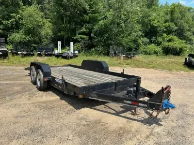 2004 CAM Superline 7x18 LowPro 12K Tilt Equipment Trailer w/Chain Tray