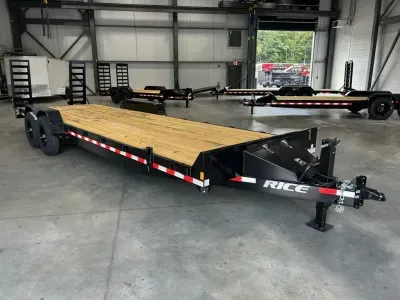 2026 Rice 7x26 Powder Coated 14k LowPro Equipment Trailer w/Toolbox & Ramps
