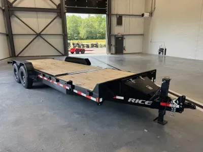 2026 Rice 7x16+6 Powder Coated 14K Partial Tilt Equipment Trailer w/D-Rings & Toolbox