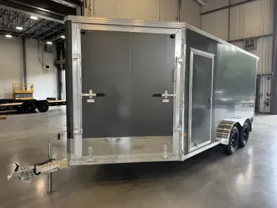 2027 Stealth 7.5x14+4.5 XLT PRO 2-Place Aluminum Enclosed Snowmobile Trailer w/Extra Height & Tapere